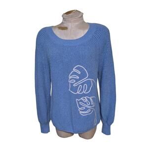 Tommy Bahama Breezy Beach Crewneck Sweater Monstera‎ Plant Medium